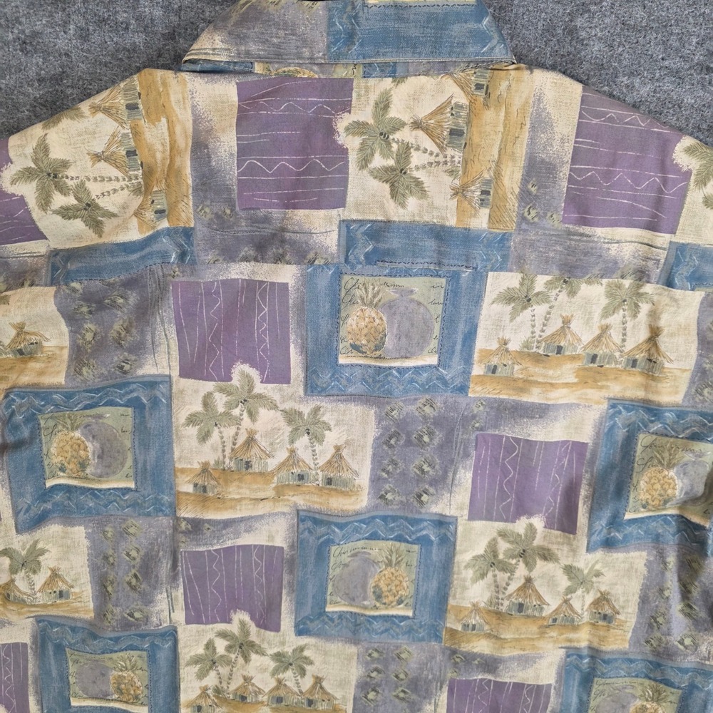 Tori Richard Shirt Mens Large Multicolor Hawaiian Tropical Pineapple Button Up - Picture 5 of 8